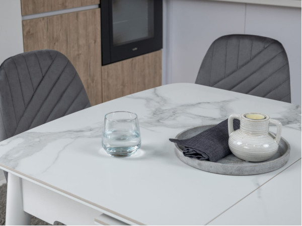 Розкладний обідній стіл Vetro Mebel TM-76 Вайт клауд-білий-3