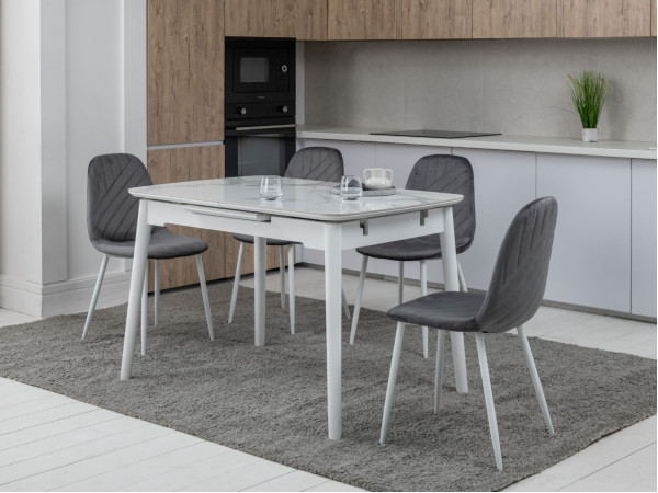 Розкладний обідній стіл Vetro Mebel TM-76 Вайт клауд-білий-1