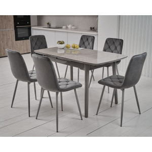 Керамический стол раскладной обеденный Vetro Mebel TM-84 Калакатта мрамор-серый