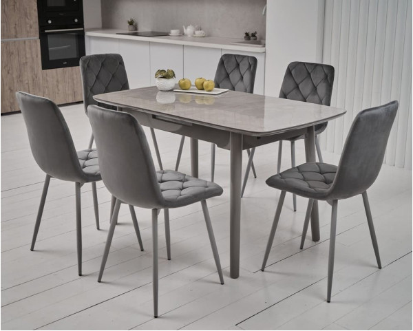 Керамічний стіл розкладний обідній Vetro Mebel TM-84 Калакатта мармур-сірий-0