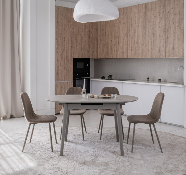 Керамічний стіл розкладний обідній Vetro Mebel TM-85 Бардиліо лайт-сірий-0