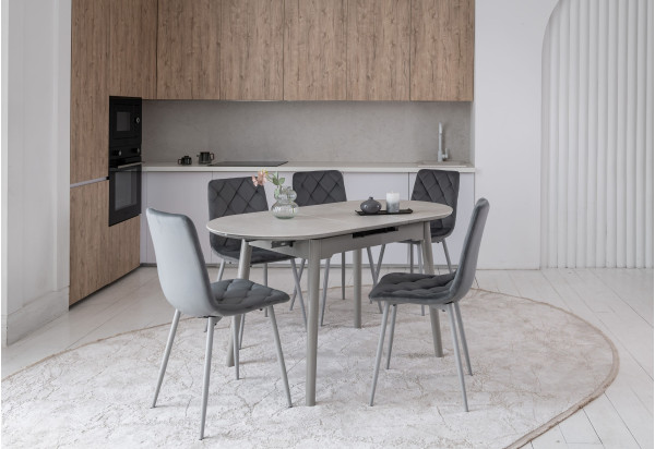 Керамічний стіл розкладний обідній Vetro Mebel TM-85 Бардиліо лайт-сірий-1