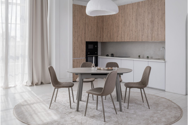 Керамічний стіл розкладний обідній Vetro Mebel TM-85 Бардиліо лайт-сірий-2