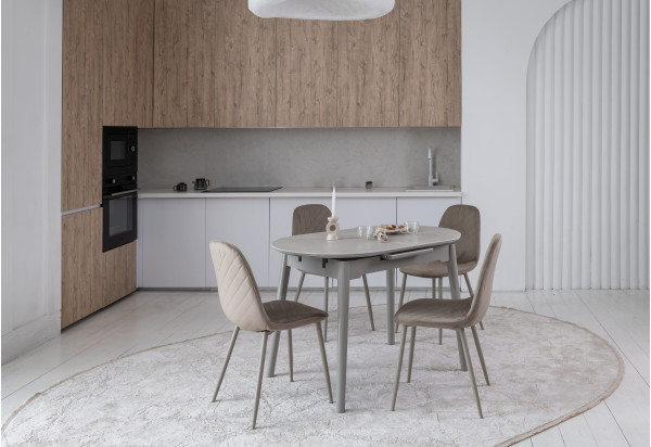 Керамічний стіл розкладний обідній Vetro Mebel TM-85 Бардиліо лайт-сірий-4