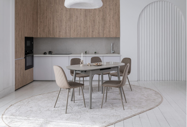 Керамічний стіл розкладний обідній Vetro Mebel TM-85 Бардиліо лайт-сірий-5