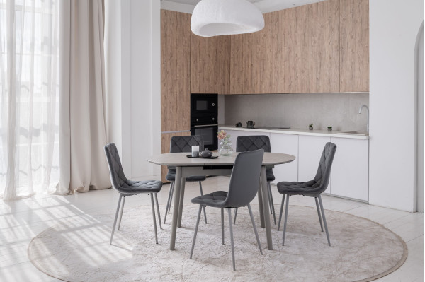 Керамічний стіл розкладний обідній Vetro Mebel TM-85 Бардиліо лайт-сірий-7