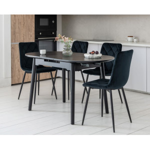 Керамічний стіл розкладний обідній Vetro Mebel TM-85 Чорний онікс/чорний