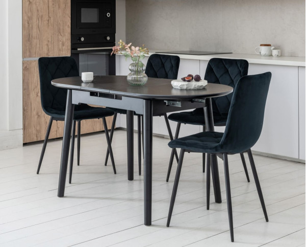 Керамический стол раскладной обеденный Vetro Mebel TM-85 Черный оникс/черный-0