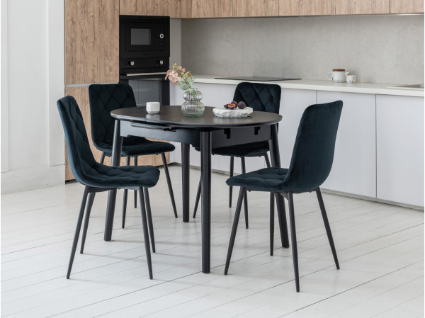 Керамический стол раскладной обеденный Vetro Mebel TM-85 Черный оникс/черный-2