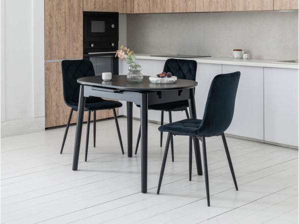 Керамический стол раскладной обеденный Vetro Mebel TM-85 Черный оникс/черный-1