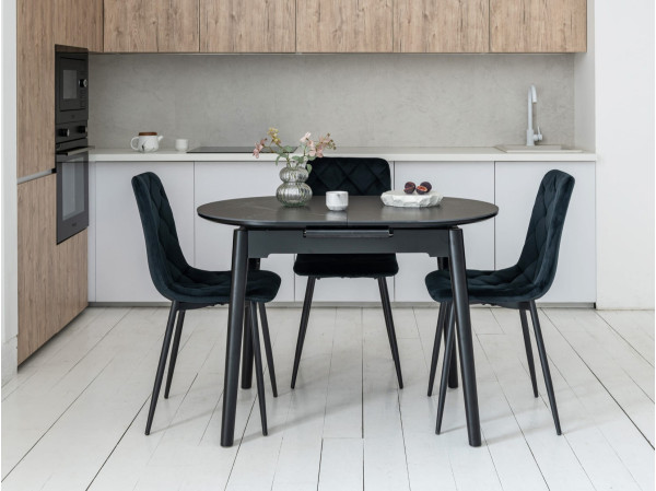 Керамический стол раскладной обеденный Vetro Mebel TM-85 Черный оникс/черный-3