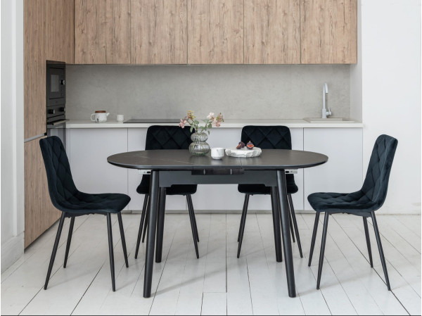 Керамический стол раскладной обеденный Vetro Mebel TM-85 Черный оникс/черный-4