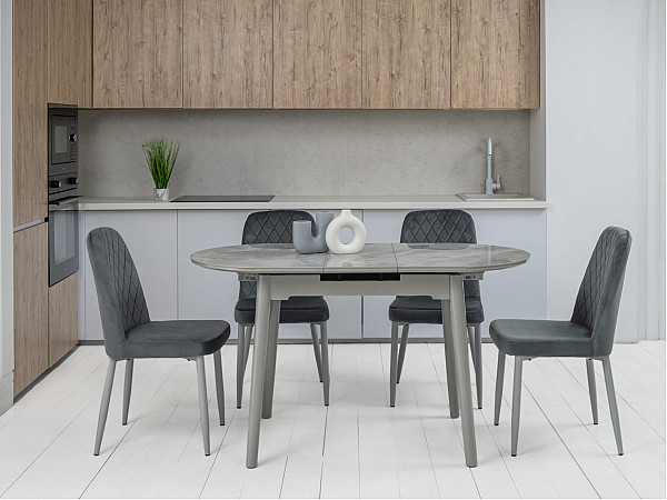 Керамічний стіл розкладний обідній Vetro Mebel TM-85 Ребекка грей-сірий-1