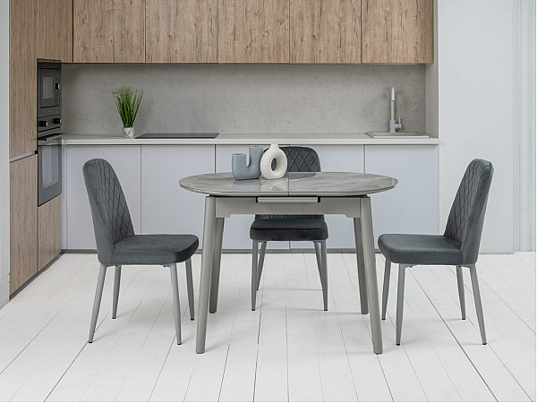 Керамічний стіл розкладний обідній Vetro Mebel TM-85 Ребекка грей-сірий-2