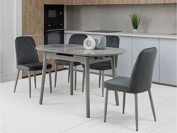 Керамічний стіл розкладний обідній Vetro Mebel TM-85 Ребекка грей-сірий-0