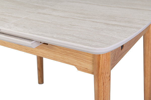 Керамічний стіл розкладний обідній Vetro Mebel TM-87-1 Травертін матовий - дуб-16