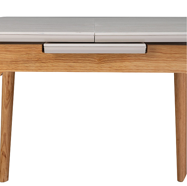 Керамічний стіл розкладний обідній Vetro Mebel TM-87-1 Травертін матовий - дуб-14