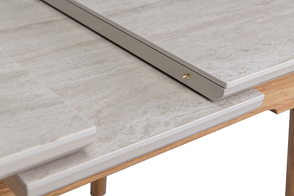 Керамічний стіл розкладний обідній Vetro Mebel TM-87-1 Травертін матовий - дуб-15