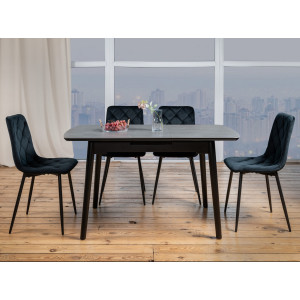 Керамический стол раскладной обеденный Vetro Mebel TM-87 Гриджио латте/черный