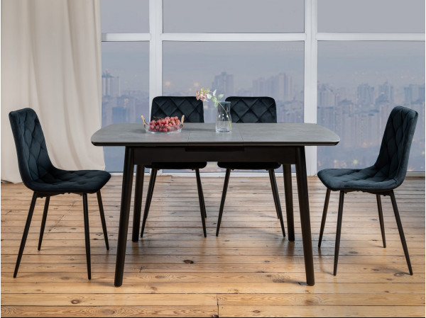 Керамический стол раскладной обеденный Vetro Mebel TM-87 Гриджио латте/черный-0