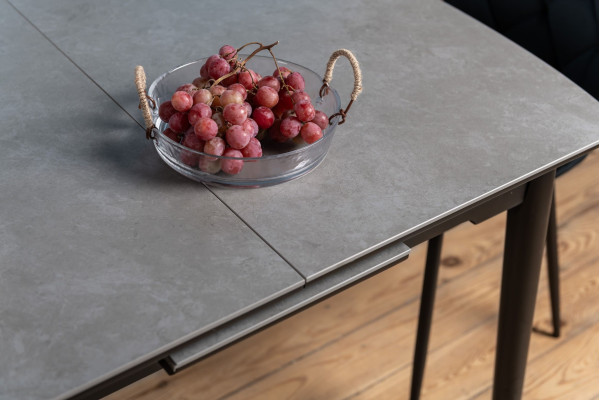 Керамический стол раскладной обеденный Vetro Mebel TM-87 Гриджио латте/черный-3