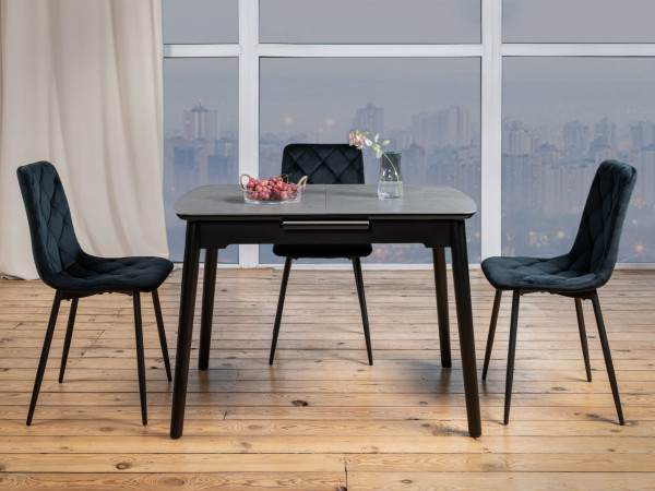 Керамический стол раскладной обеденный Vetro Mebel TM-87 Гриджио латте/черный-1