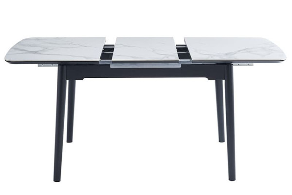 Керамічний стіл розкладний обідній Vetro Mebel TM-87 Білий мармур/чорний-3
