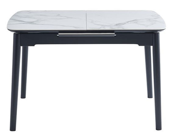 Керамічний стіл розкладний обідній Vetro Mebel TM-87 Білий мармур/чорний-1