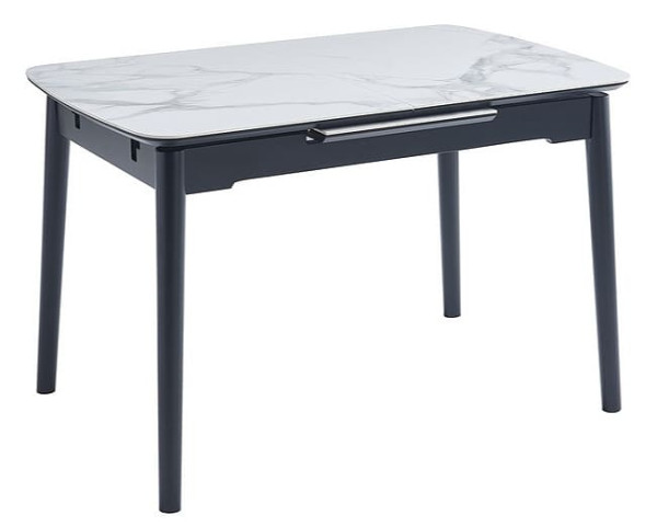 Керамічний стіл розкладний обідній Vetro Mebel TM-87 Білий мармур/чорний-2