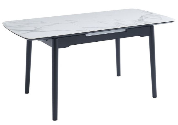 Керамічний стіл розкладний обідній Vetro Mebel TM-87 Білий мармур/чорний-5