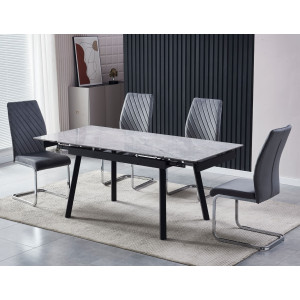 Керамический стол раскладной обеденный Vetro Mebel TM-88-1 Ребекка грей-черный