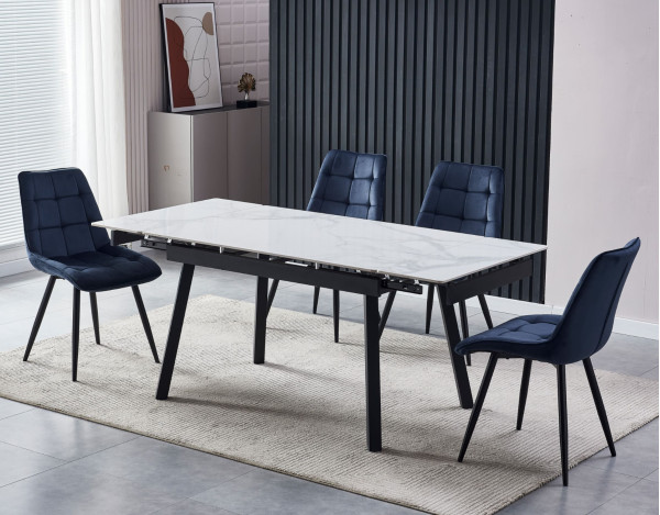 Керамічний стіл розкладний обідній Vetro Mebel TM-88-1 Вайт клауд-чорний-0