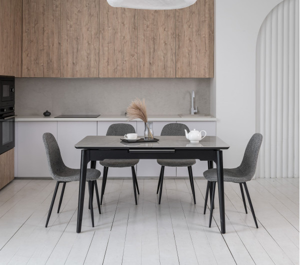 Керамічний стіл розкладний обідній Vetro Mebel TM-89 Калакатта мармур-чорний-0