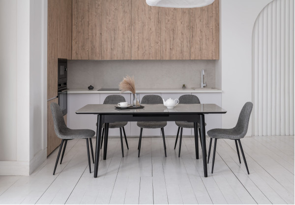 Керамічний стіл розкладний обідній Vetro Mebel TM-89 Калакатта мармур-чорний-3