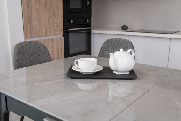 Керамічний стіл розкладний обідній Vetro Mebel TM-89 Калакатта мармур-чорний-5