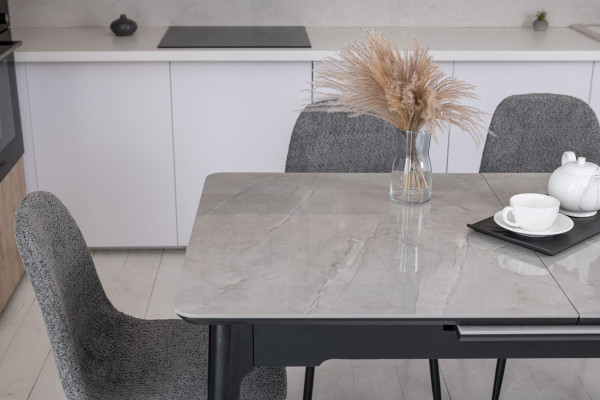 Керамічний стіл розкладний обідній Vetro Mebel TM-89 Калакатта мармур-чорний-4