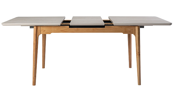 Керамічний стіл розкладний обідній Vetro Mebel TM-89 Травертін-дуб-15