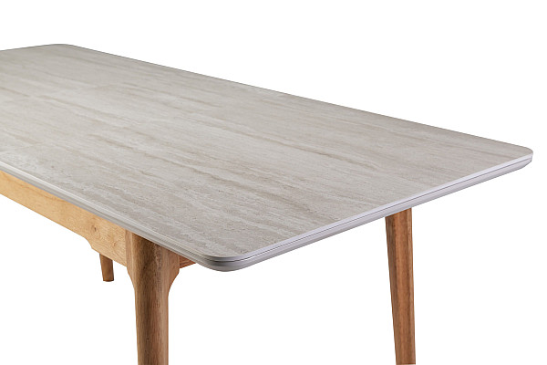 Керамічний стіл розкладний обідній Vetro Mebel TM-89 Травертін-дуб-20