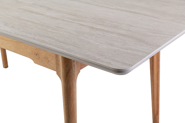 Керамічний стіл розкладний обідній Vetro Mebel TM-89 Травертін-дуб-19