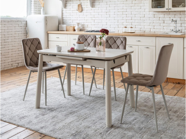 Керамический стол раскладной обеденный Vetro Mebel TM-92 Крема саббия/капучино-1