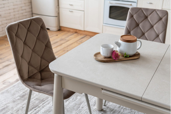 Керамический стол раскладной обеденный Vetro Mebel TM-92 Крема саббия/капучино-12