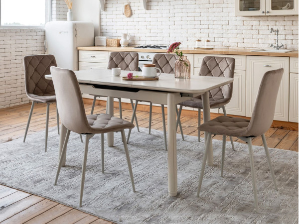 Керамический стол раскладной обеденный Vetro Mebel TM-92 Крема саббия/капучино-2