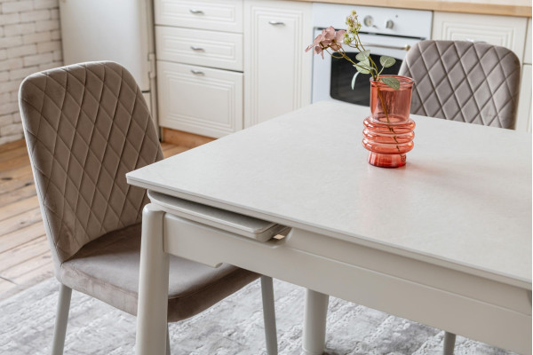 Керамический стол раскладной обеденный Vetro Mebel TM-93 Крема саббия/капучино-9