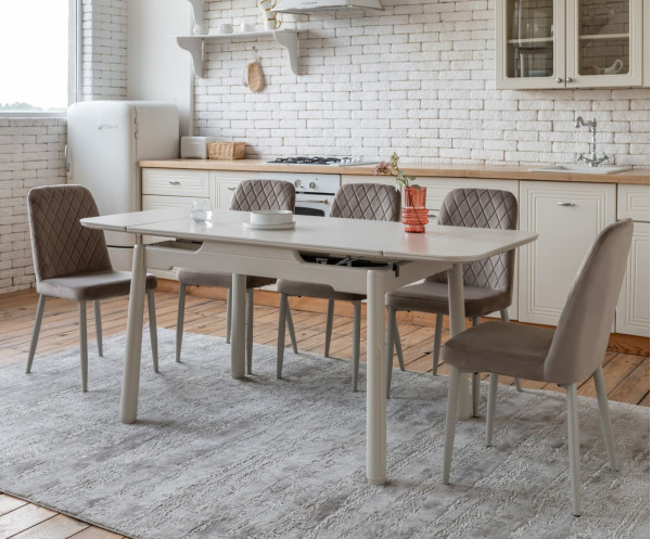 Керамический стол раскладной обеденный Vetro Mebel TM-93 Крема саббия/капучино-0