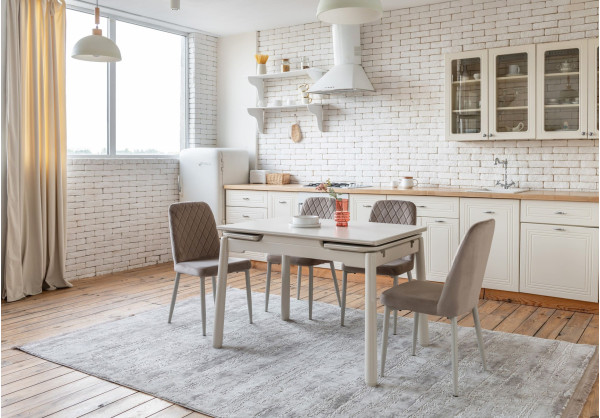 Керамический стол раскладной обеденный Vetro Mebel TM-93 Крема саббия/капучино-1