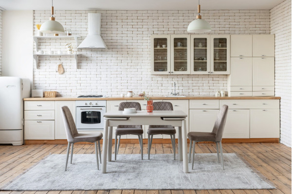 Керамический стол раскладной обеденный Vetro Mebel TM-93 Крема саббия/капучино-2