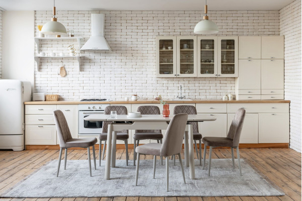 Керамический стол раскладной обеденный Vetro Mebel TM-93 Крема саббия/капучино-4