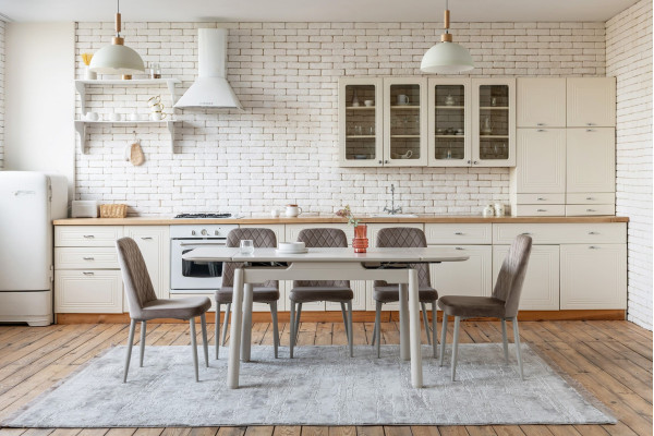 Керамический стол раскладной обеденный Vetro Mebel TM-93 Крема саббия/капучино-3