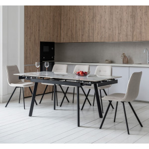 Керамический стол раскладной обеденный Vetro Mebel TM-98-1 Панда вайт/черный