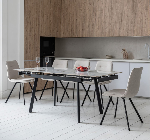 Керамічний стіл розкладний обідній Vetro Mebel TM-98-1 Панда вайт/чорний-0